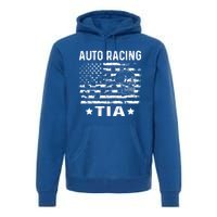 Auto Racing Tia Aunt Usa Flag 4th Of July Cute Gift Premium Hoodie