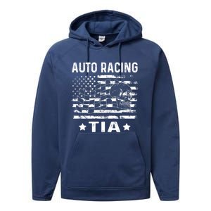 Auto Racing Tia Aunt Usa Flag 4th Of July Cute Gift Performance Fleece Hoodie