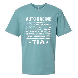 Auto Racing Tia Aunt Usa Flag 4th Of July Cute Gift Sueded Cloud Jersey T-Shirt