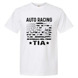 Auto Racing Tia Aunt Usa Flag 4th Of July Cute Gift Garment-Dyed Heavyweight T-Shirt