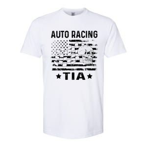 Auto Racing Tia Aunt Usa Flag 4th Of July Cute Gift Softstyle CVC T-Shirt