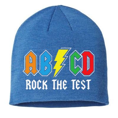 ABCD Rock The Test Funny Metal Teacher Student Sustainable Beanie