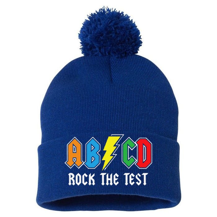 ABCD Rock The Test Funny Metal Teacher Student Pom Pom 12in Knit Beanie