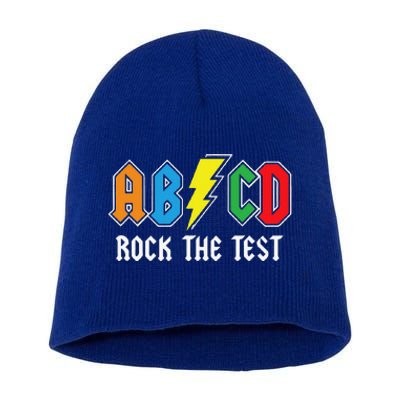 ABCD Rock The Test Funny Metal Teacher Student Short Acrylic Beanie