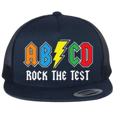 ABCD Rock The Test Funny Metal Teacher Student Flat Bill Trucker Hat