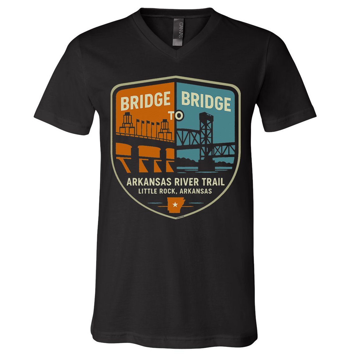 Arkansas River Trail Bridges Little Rock Arkansas V-Neck T-Shirt