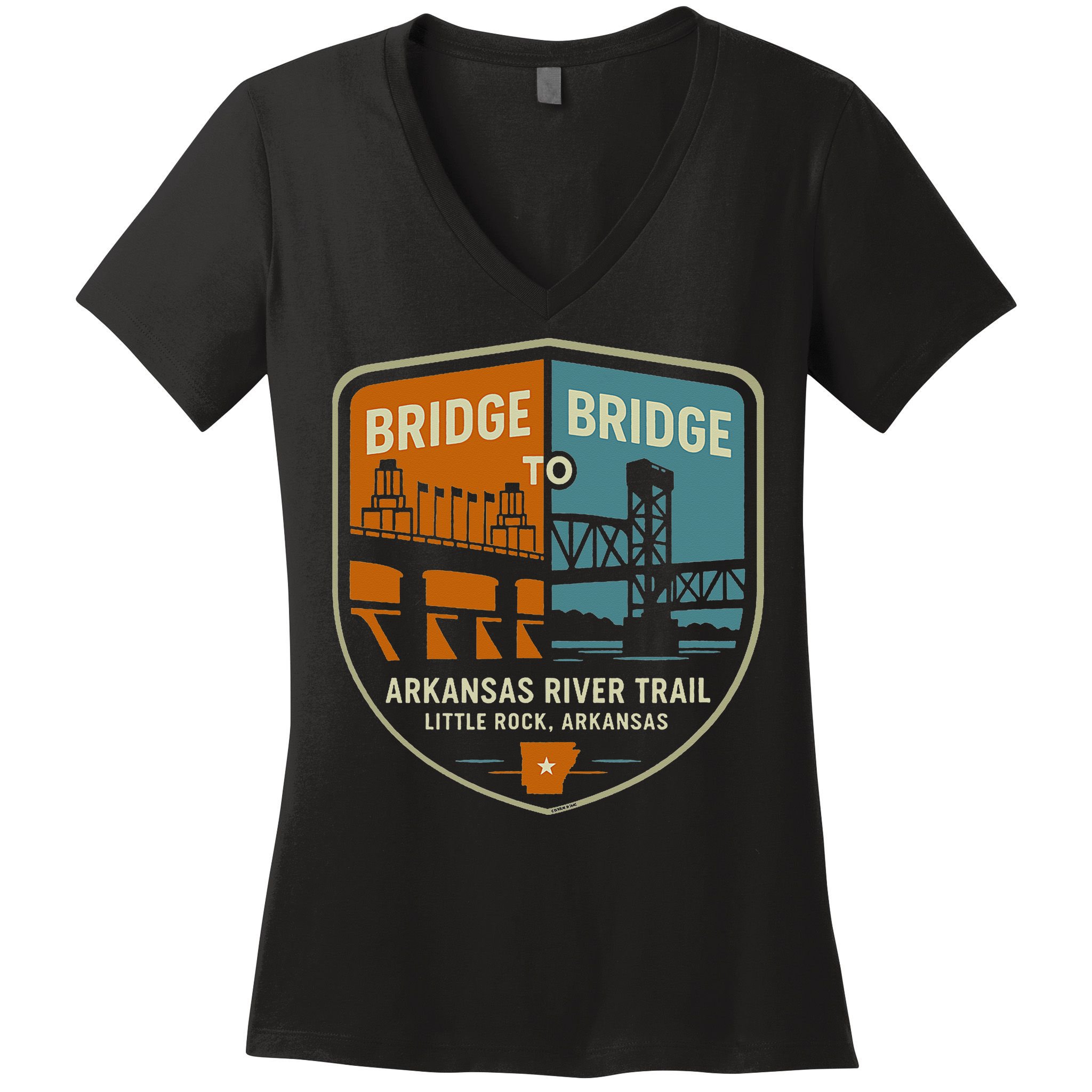 Arkansas River Trail Bridges Little Rock Arkansas Women's V-Neck T-Shirt
