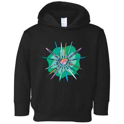 Artist Brushes Heart Toddler Hoodie