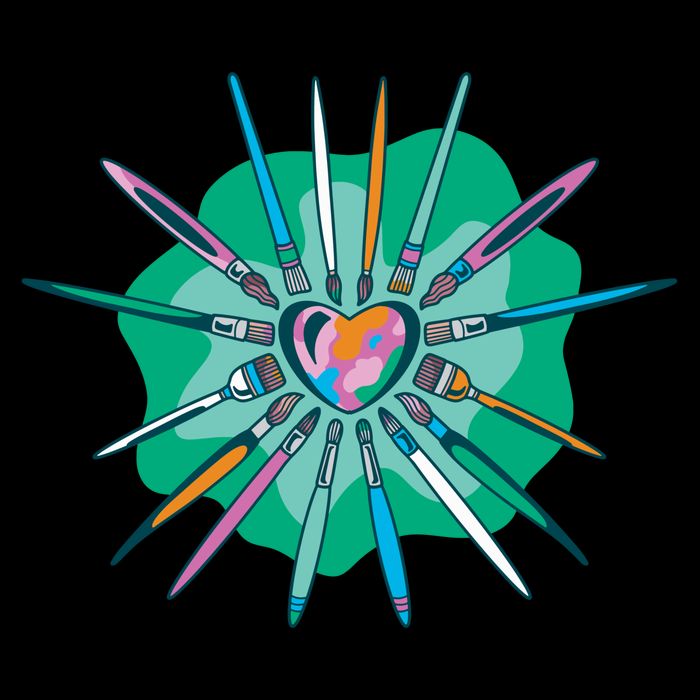 Artist Brushes Heart Zip Tote Bag
