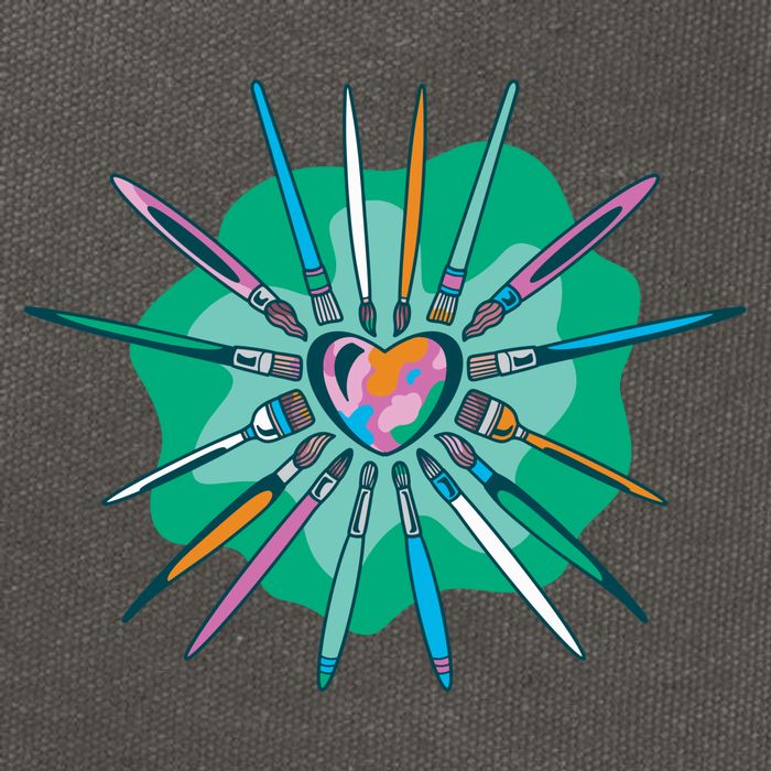 Artist Brushes Heart Cotton Canvas Backpack