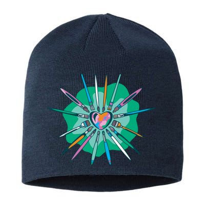 Artist Brushes Heart Sustainable Beanie