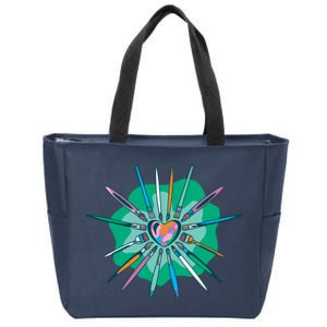 Artist Brushes Heart Zip Tote Bag