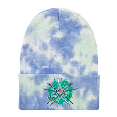 Artist Brushes Heart Tie Dye 12in Knit Beanie