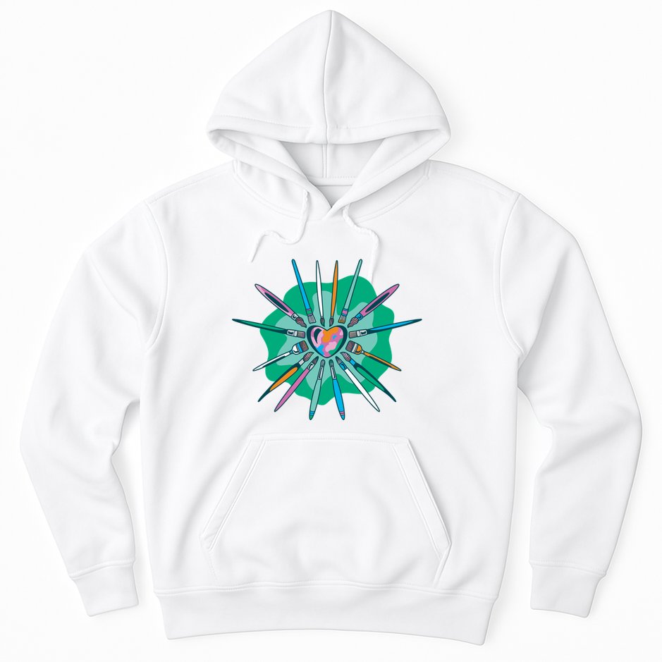 Artist Brushes Heart Hoodie