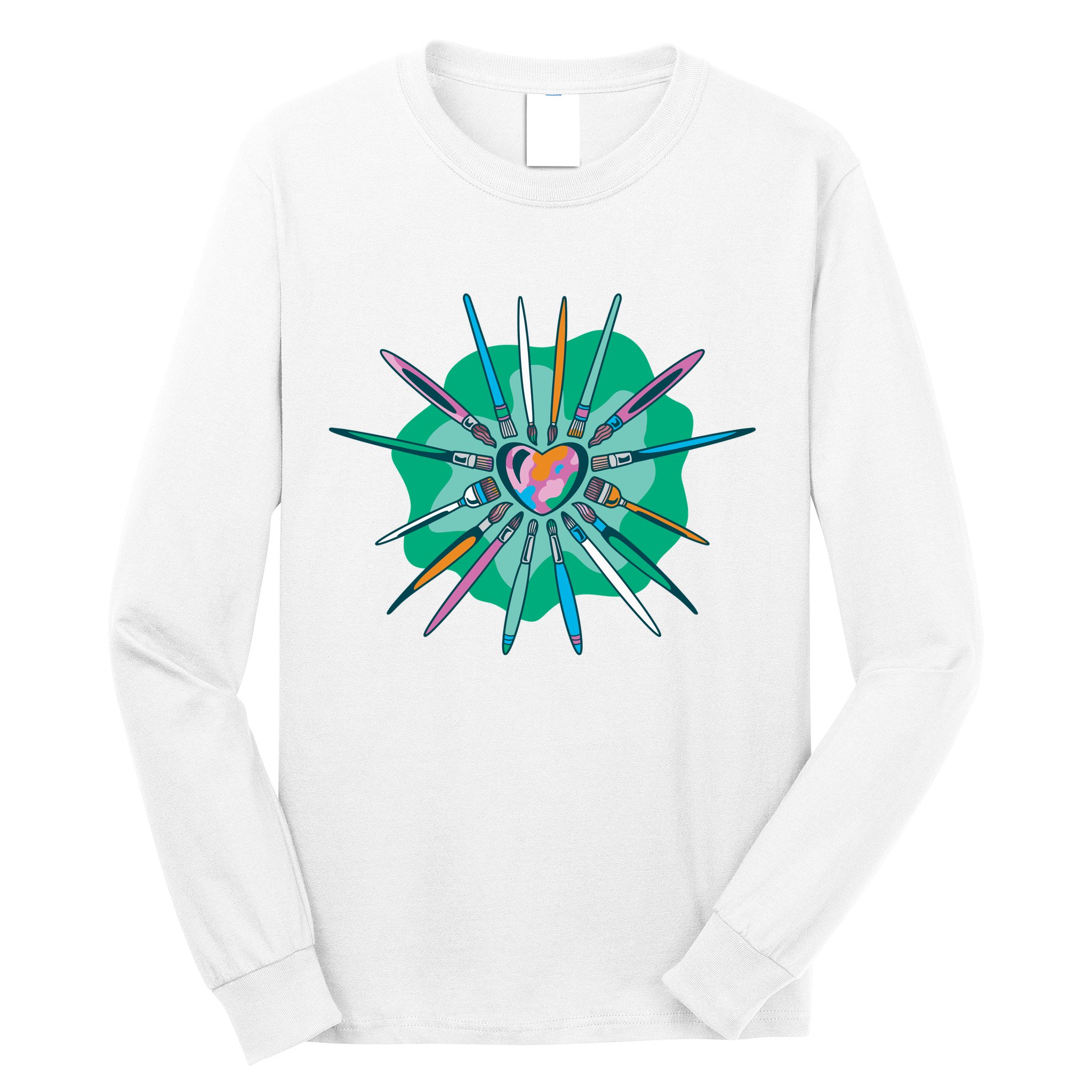 Artist Brushes Heart Long Sleeve Shirt