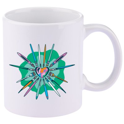 Artist Brushes Heart 11oz C Handle Ceramic Mug