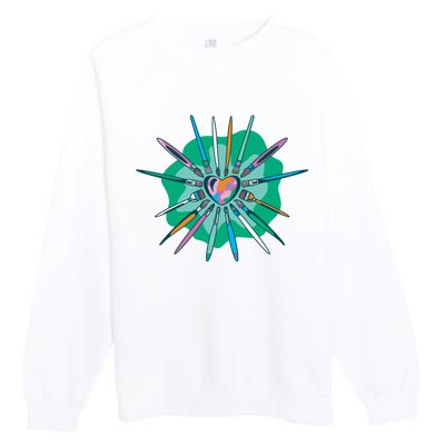 Artist Brushes Heart Premium Crewneck Sweatshirt