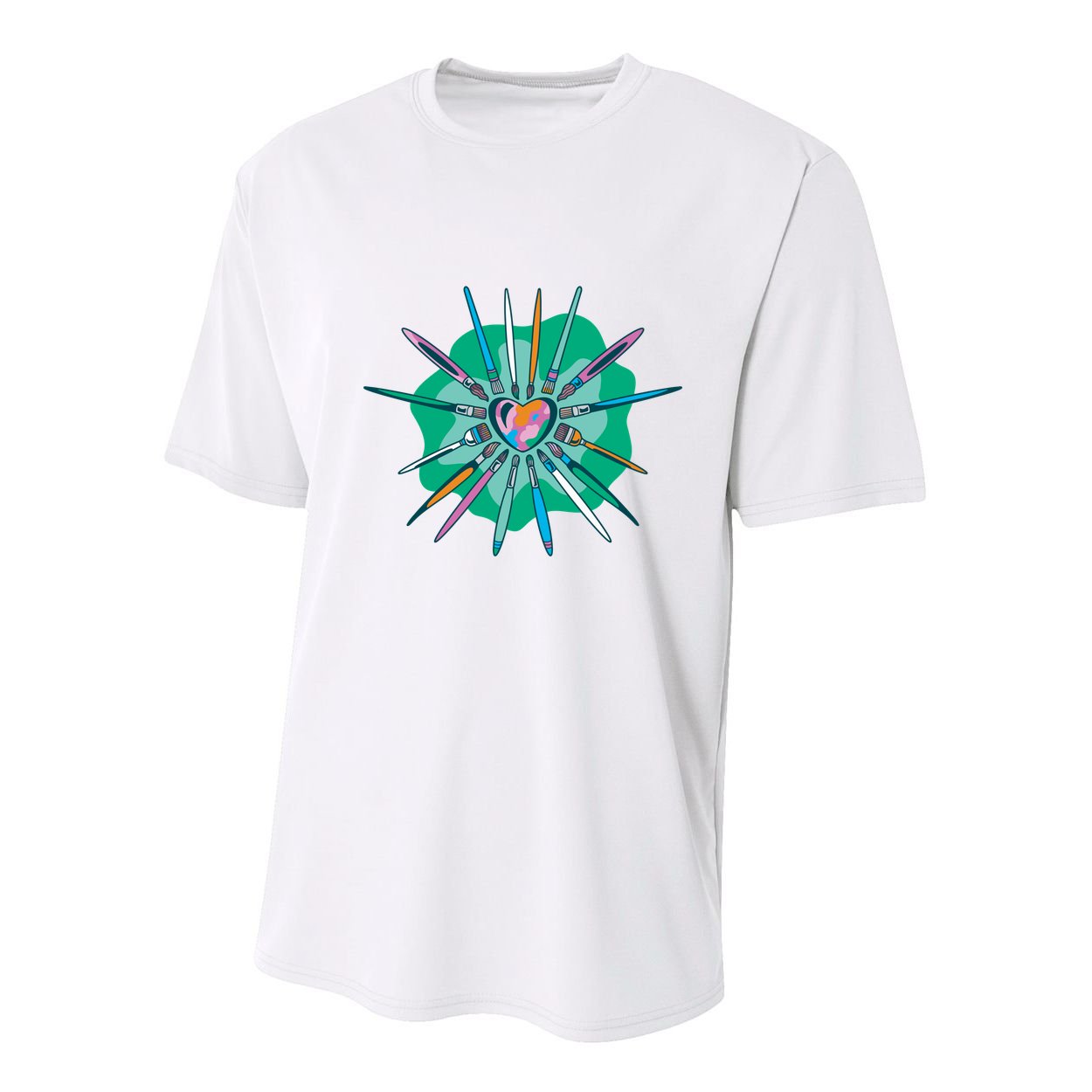 Artist Brushes Heart Youth Performance Sprint T-Shirt