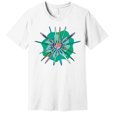 Artist Brushes Heart Premium T-Shirt