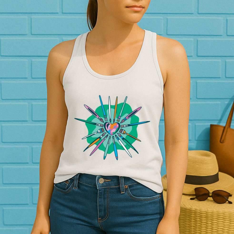 Artist Brushes Heart Womens Tank Top
