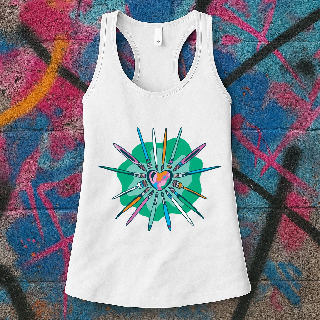 Artist Brushes Heart Womens Tank Top