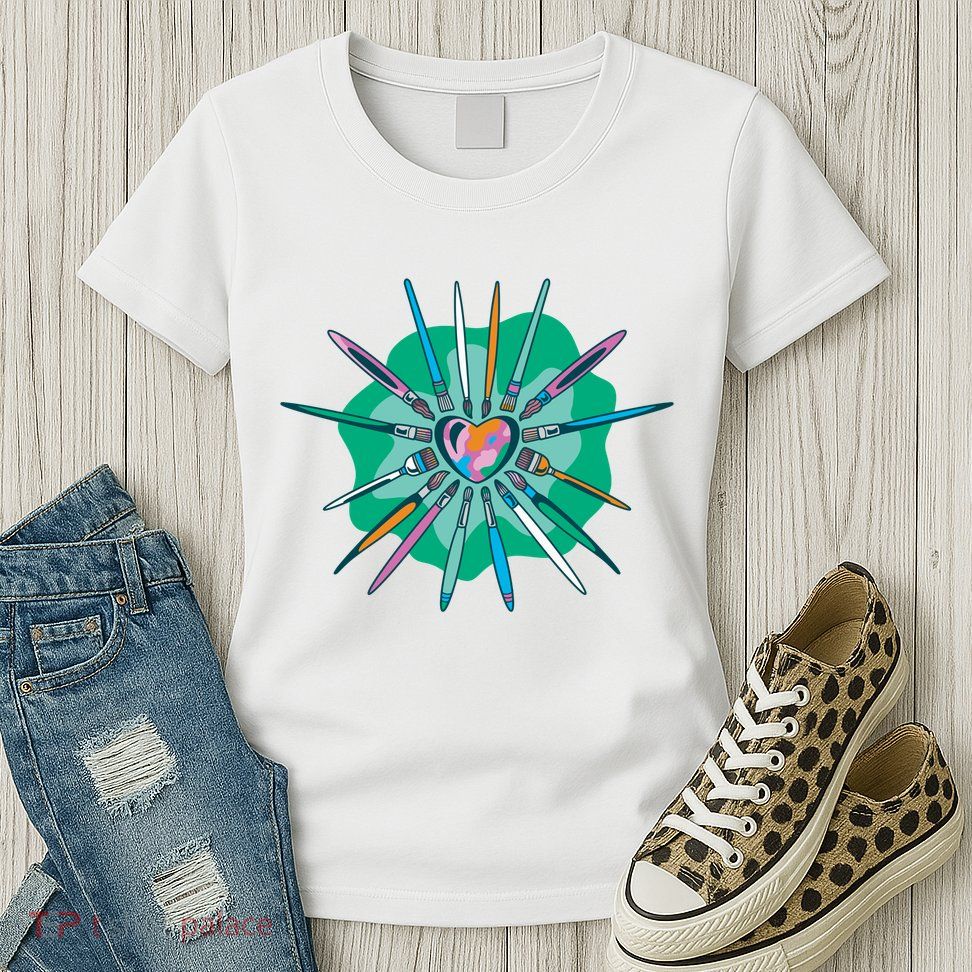 Artist Brushes Heart Womens T-Shirt