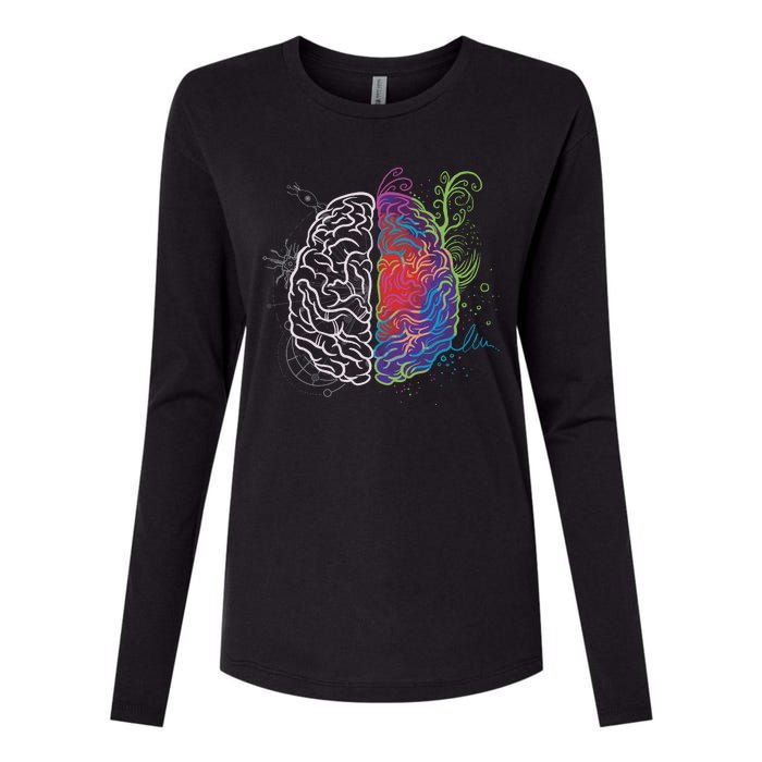 Artistic And Logical Brain Womens Cotton Relaxed Long Sleeve T-Shirt