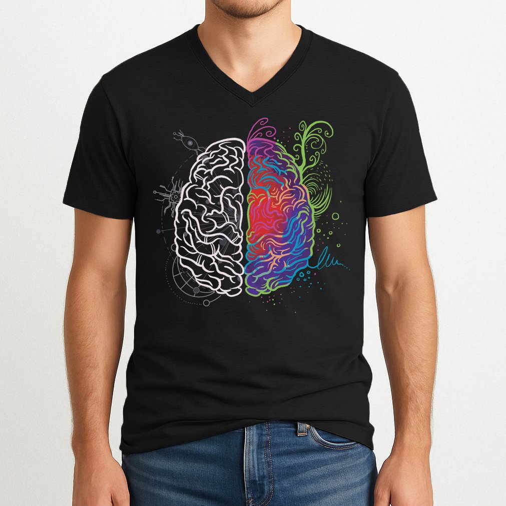 Artistic And Logical Brain V-Neck T-Shirt