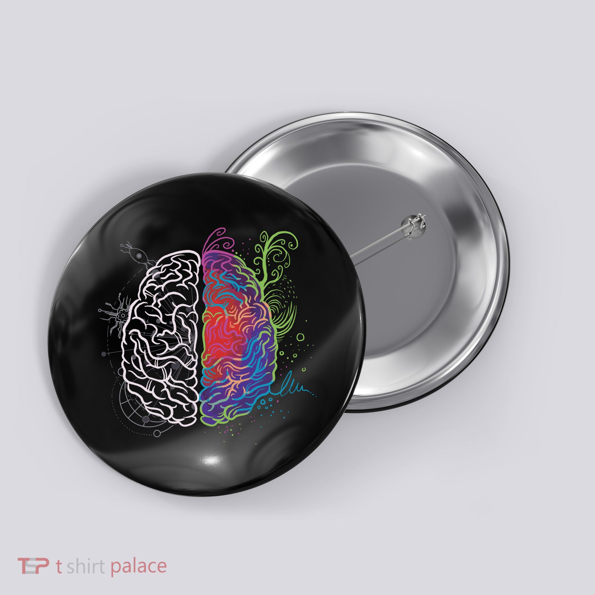 Artistic And Logical Brain Button