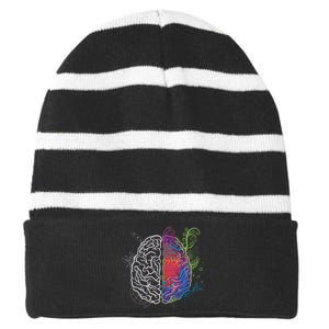 Artistic And Logical Brain Striped Beanie with Solid Band