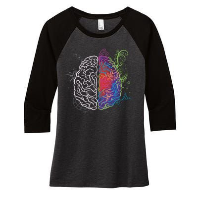 Artistic And Logical Brain Women's Tri-Blend 3/4-Sleeve Raglan Shirt