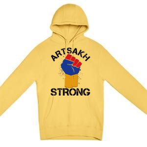 Artsakh Strong Armenian Flag Colors Protest Fist Premium Pullover Hoodie