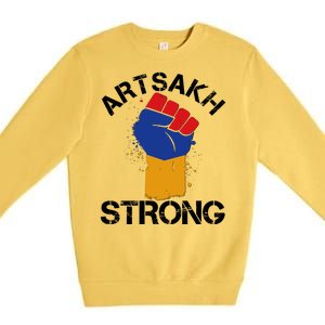 Artsakh Strong Armenian Flag Colors Protest Fist Premium Crewneck Sweatshirt