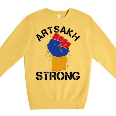 Artsakh Strong Armenian Flag Colors Protest Fist Premium Crewneck Sweatshirt