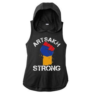 Artsakh Strong Armenian Flag Colors Protest Fist Ladies PosiCharge Tri-Blend Wicking Draft Hoodie Tank