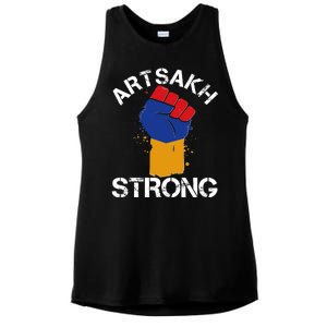 Artsakh Strong Armenian Flag Colors Protest Fist Ladies PosiCharge Tri-Blend Wicking Tank