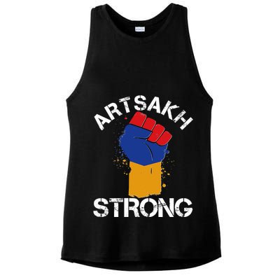 Artsakh Strong Armenian Flag Colors Protest Fist Ladies PosiCharge Tri-Blend Wicking Tank