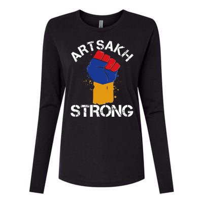 Artsakh Strong Armenian Flag Colors Protest Fist Womens Cotton Relaxed Long Sleeve T-Shirt