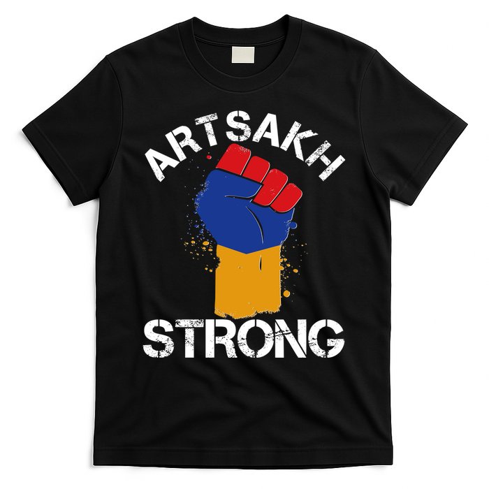 Artsakh Strong Armenian Flag Colors Protest Fist T-Shirt