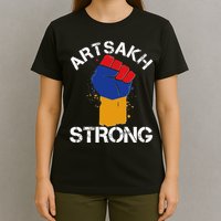 Artsakh Strong Armenian Flag Colors Protest Fist T-Shirt