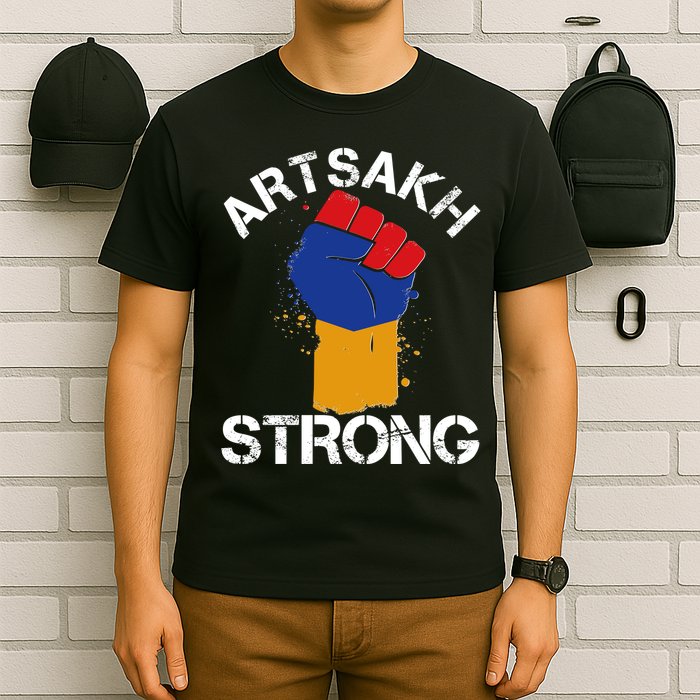 Artsakh Strong Armenian Flag Colors Protest Fist T-Shirt