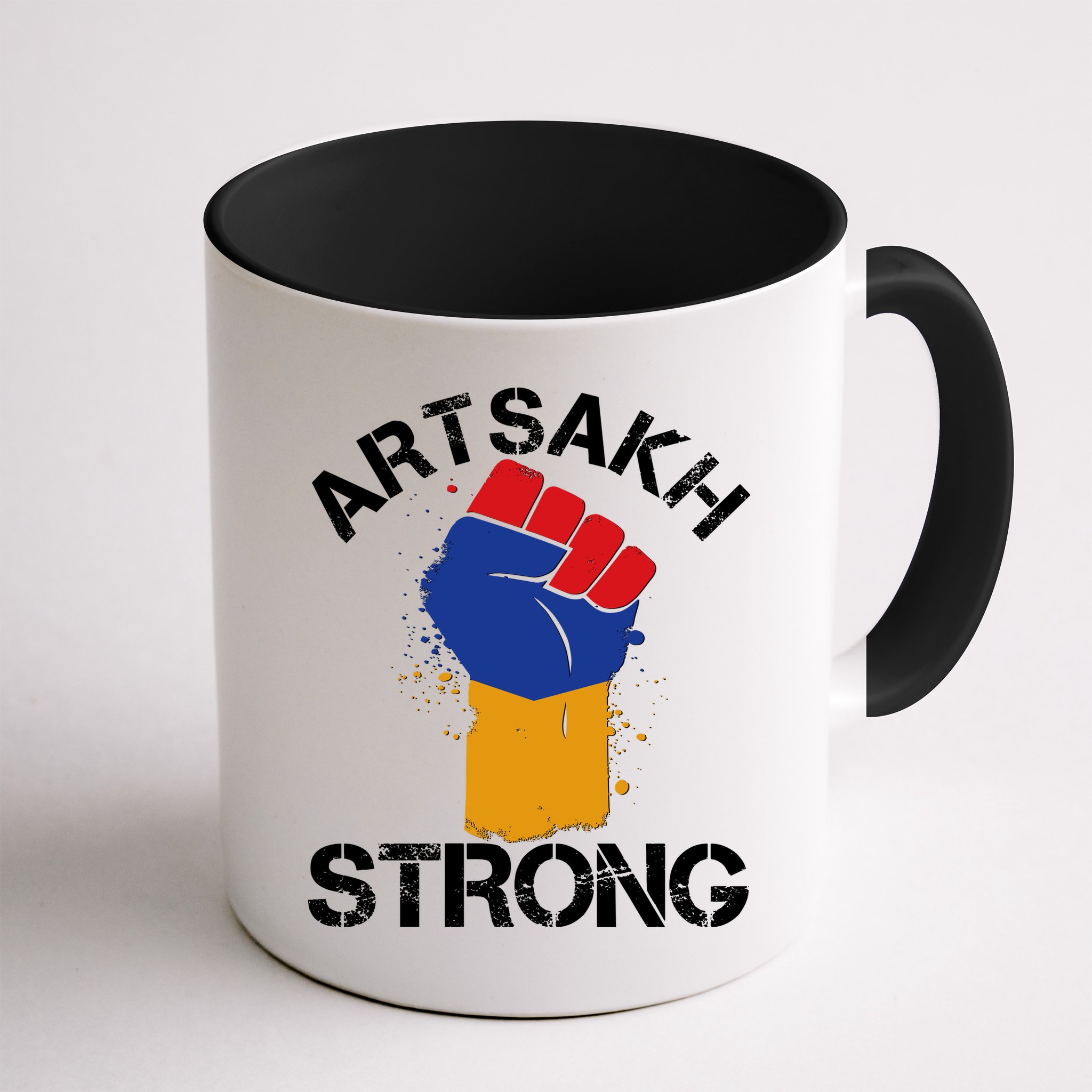 Artsakh Strong Armenian Flag Colors Protest Fist Mug