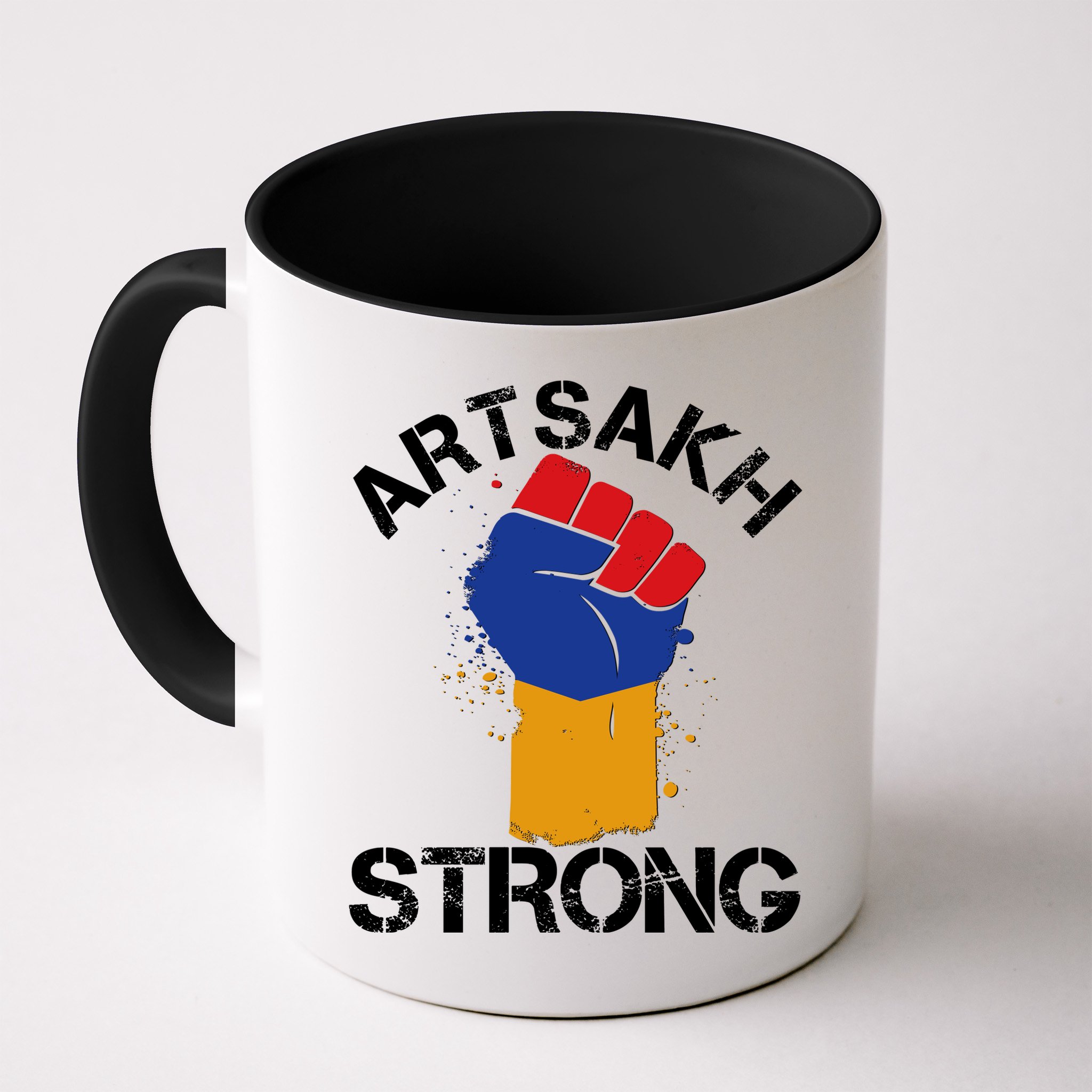 Artsakh Strong Armenian Flag Colors Protest Fist Mug