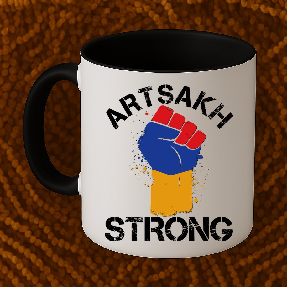 Artsakh Strong Armenian Flag Colors Protest Fist Mug