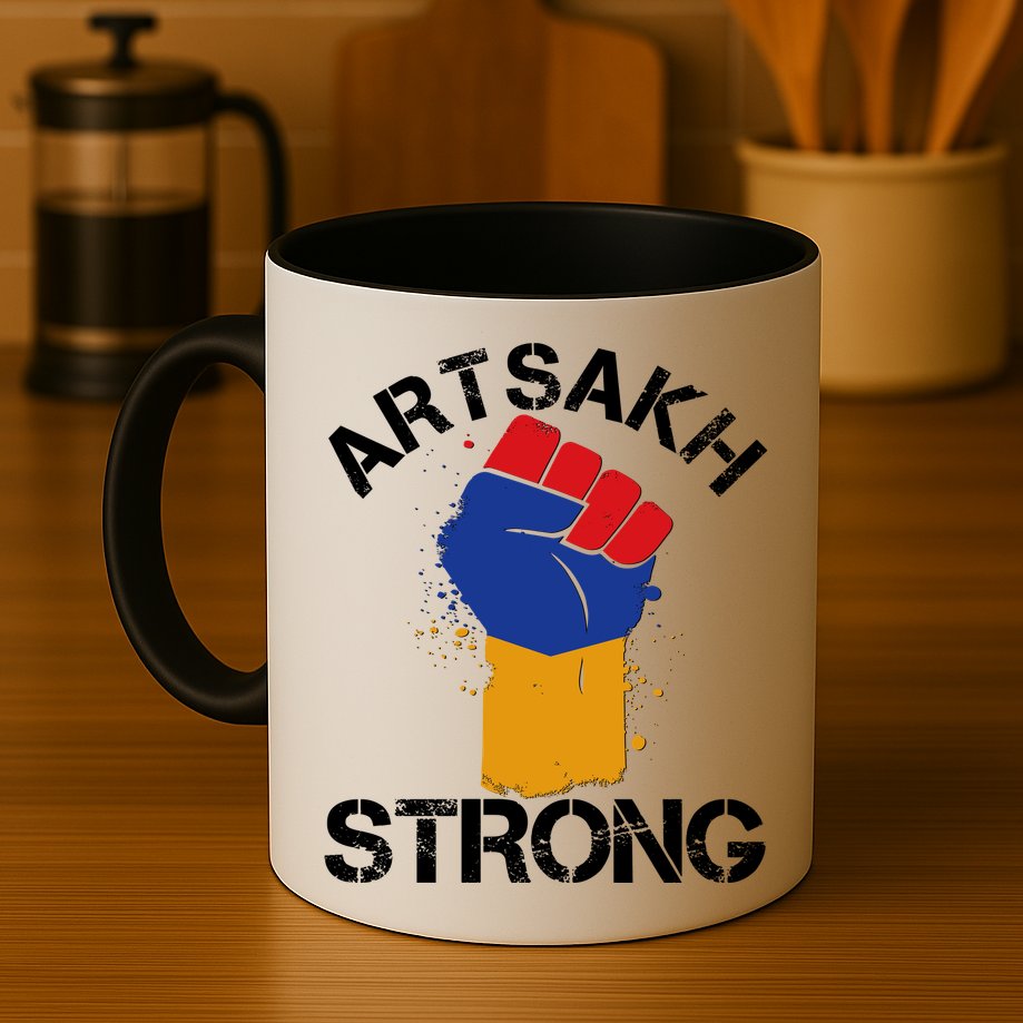 Artsakh Strong Armenian Flag Colors Protest Fist Mug