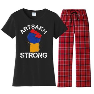 Artsakh Strong Armenian Flag Colors Protest Fist Women's Flannel Pajama Set