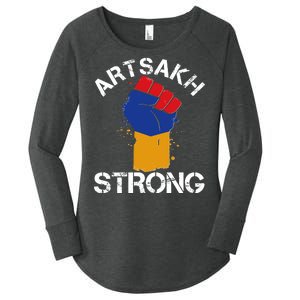 Artsakh Strong Armenian Flag Colors Protest Fist Women's Perfect Tri Tunic Long Sleeve Shirt