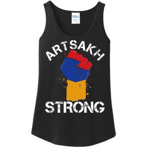 Artsakh Strong Armenian Flag Colors Protest Fist Ladies Essential Tank