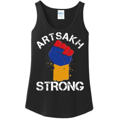 Artsakh Strong Armenian Flag Colors Protest Fist Ladies Essential Tank