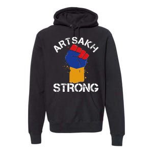 Artsakh Strong Armenian Flag Colors Protest Fist Premium Hoodie